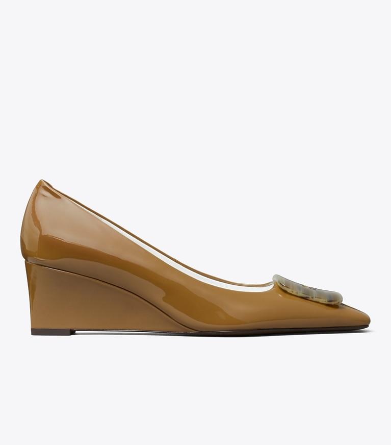 Tory Burch designer escarpins Chaussures à talon compensé Georgia dans ALMOND OATS de côté