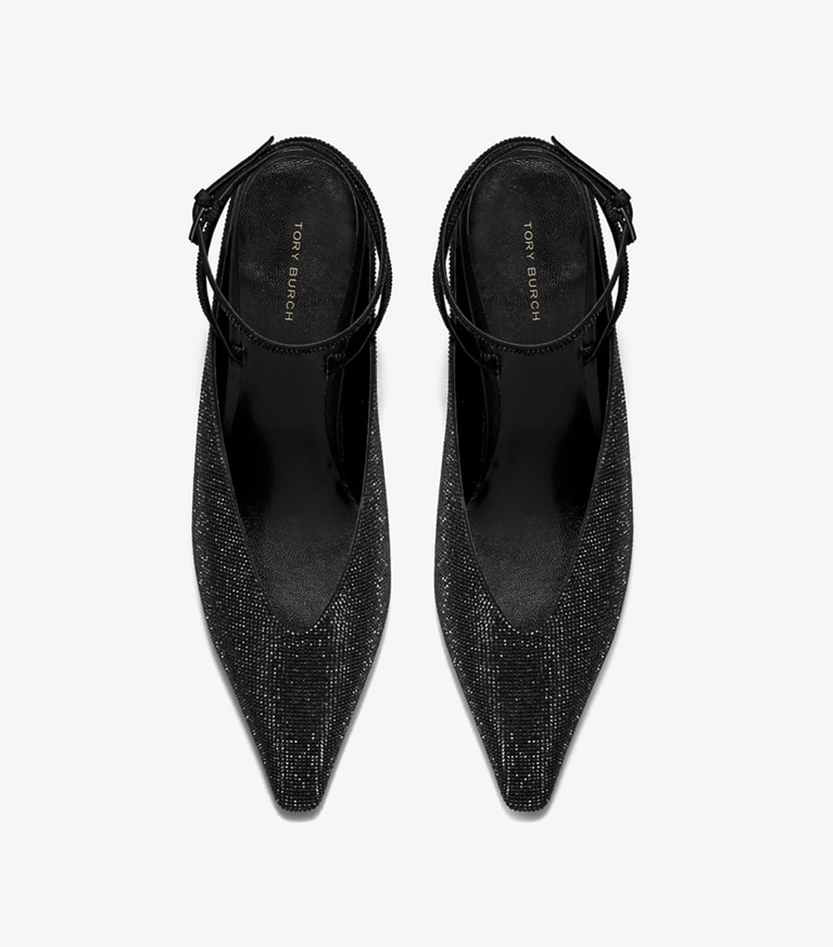 Tory Burch designer escarpins Chaussures à talon compensé Pavé in PERFECT BLACK / PERFECT BLACK angle