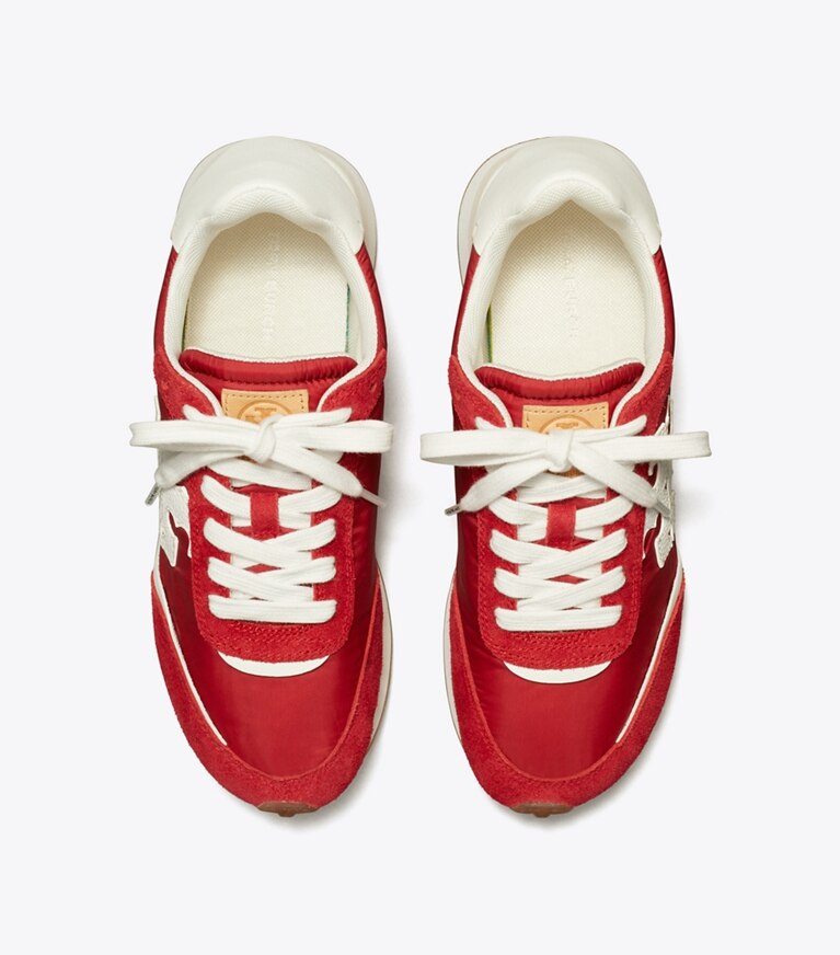 Tory Burch designer baskets Chaussures de course Destiny dans TORY RED / TORY RED / WHITE vue du dessus