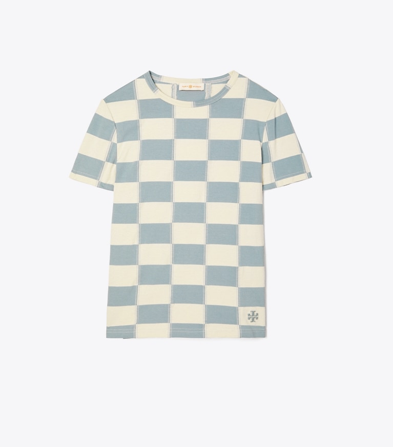 Tory Burch designer tops Checkerboard T-Shirt in Checkerboard front
