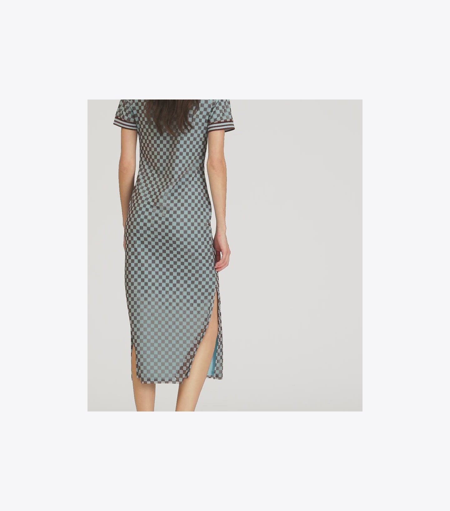 Checkered Mesh Polo Dress