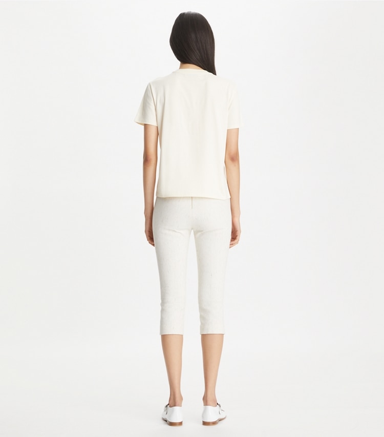 Tory Burch designer tops Cheeky Rabbit Cotton T-Shirt in French Cream on model back