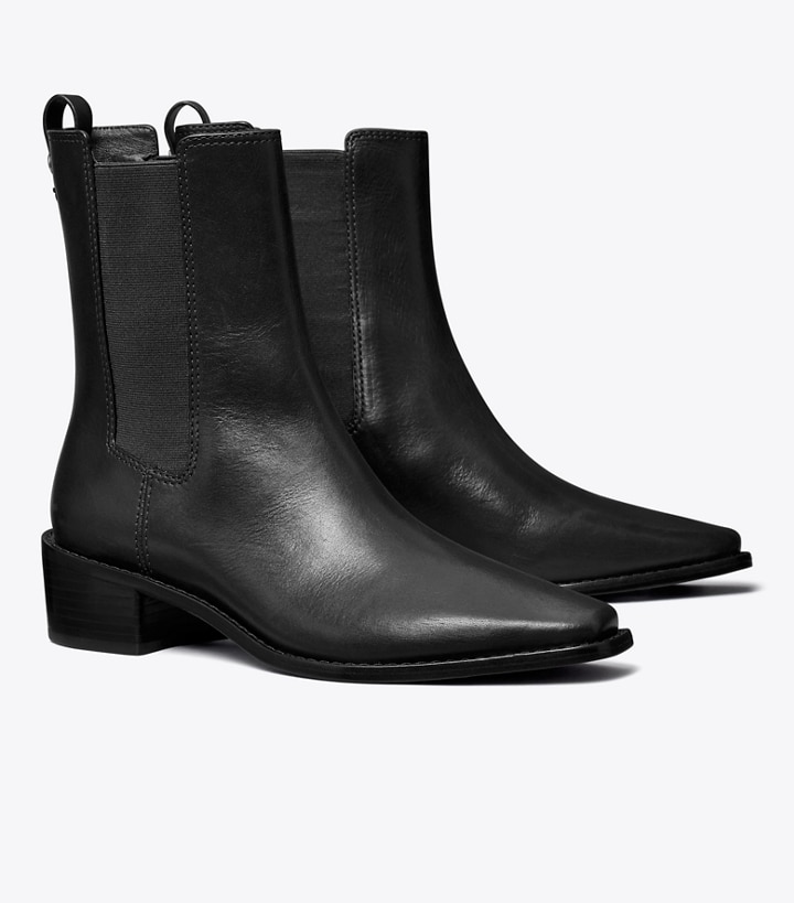 Arriba 96+ imagen tory burch black leather ankle boots
