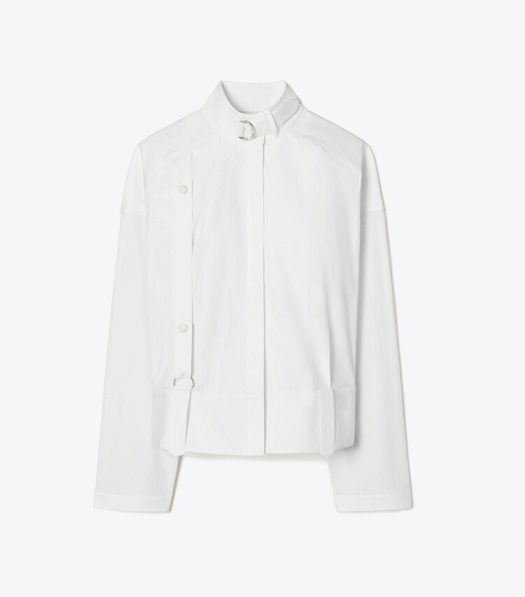 Tory Burch designer hauts Chemise bomber en popeline de coton in White front