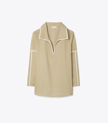Tory Burch designer paréos Chemise de plage en lin in Sandpiper front