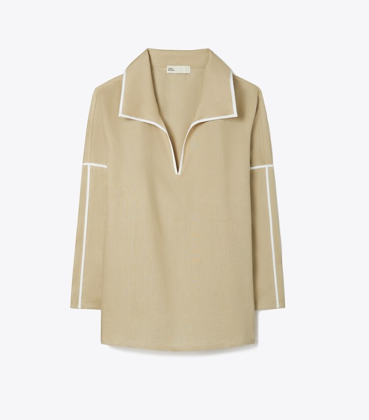 Tory Burch designer paréos Chemise de plage en lin in Sandpiper front