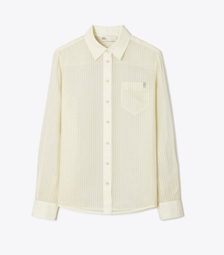 Tory Burch designer hauts Chemise en coton rayée in Cream front