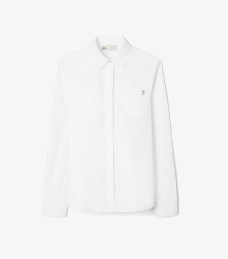 Tory Burch designer hauts Chemise en popeline de coton in White front
