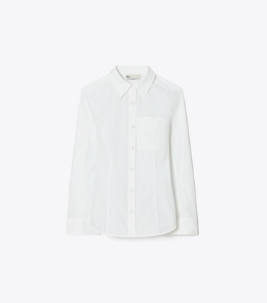 Tory Burch designer hauts Chemise en popeline de coton dans White de face