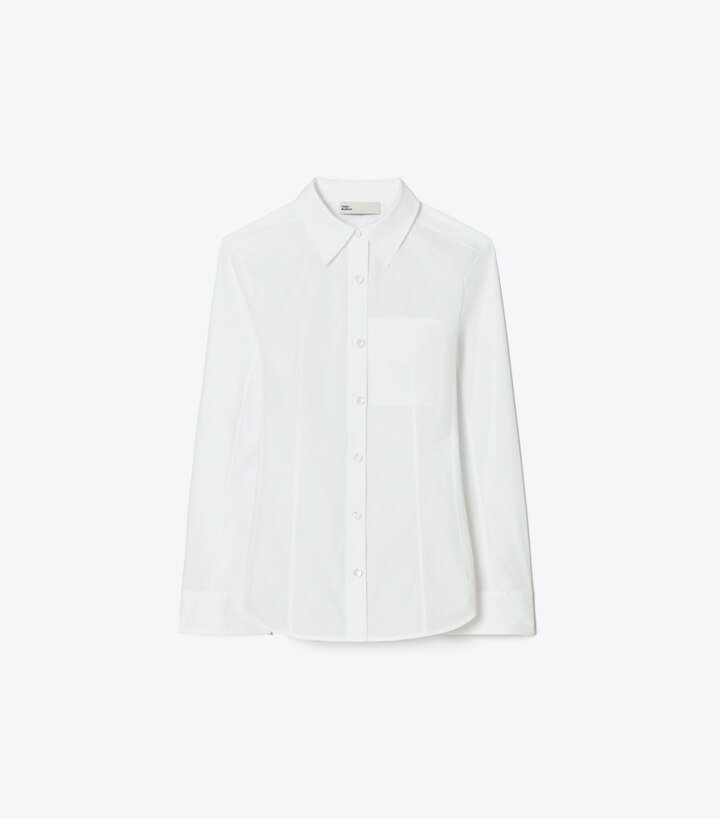Tory Burch designer hauts Chemise en popeline de coton dans White de face