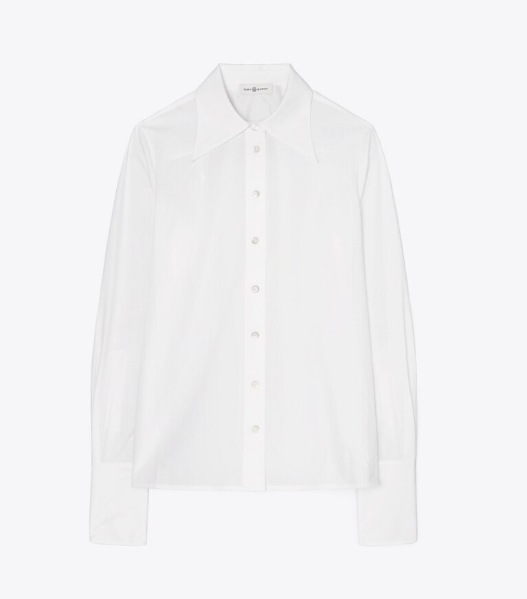Tory Burch designer hauts Chemise en popeline de coton in White front