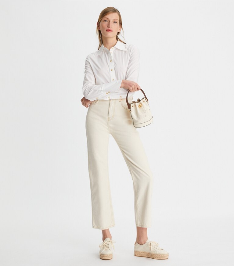 Tory Burch designer hauts Chemise en popeline de coton in White front
