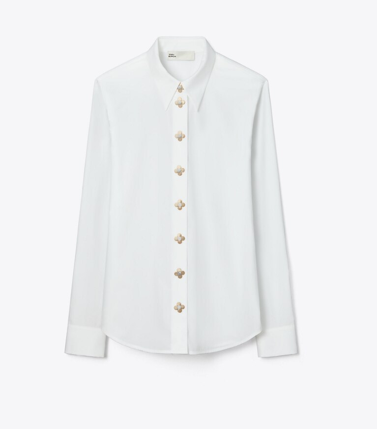 Tory Burch designer hauts Chemise en popeline in White front