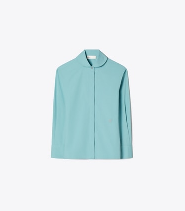 Tory Burch designer hauts Chemise en popeline dans Clouded Blue de face