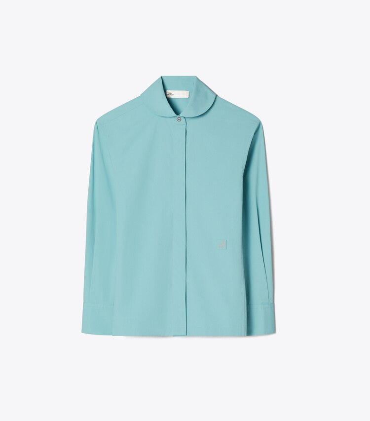Tory Burch designer hauts Chemise en popeline dans Clouded Blue de face