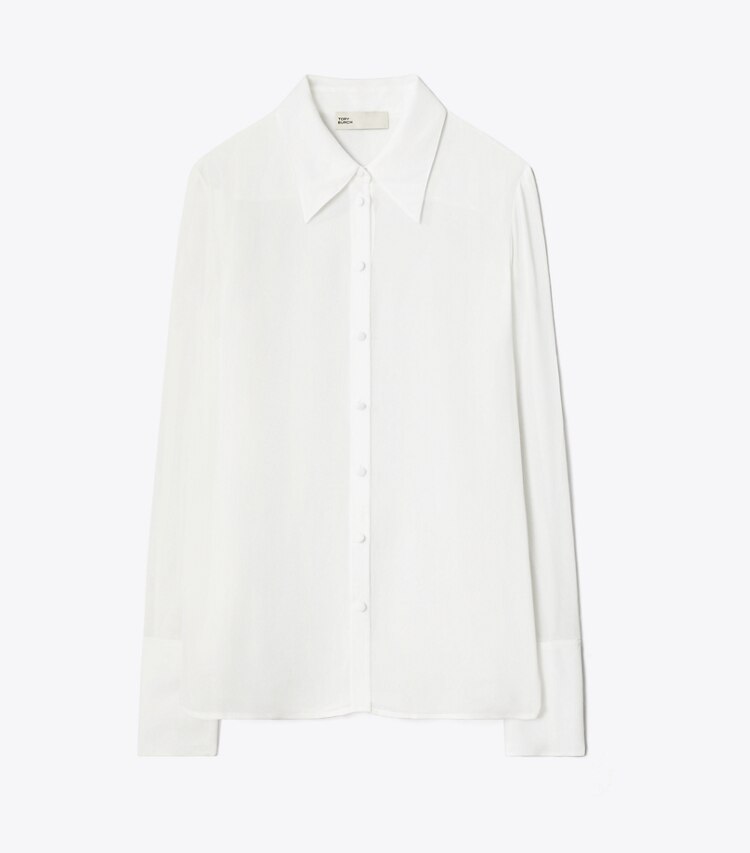 Tory Burch designer hauts Chemise en viscose à revers dans Marshmallow de face