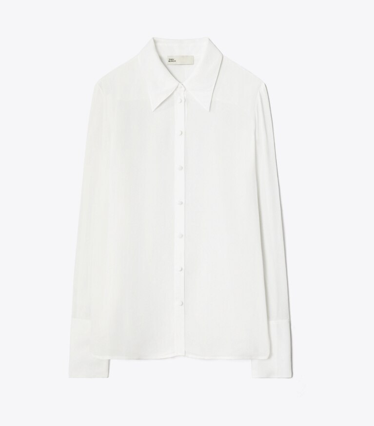 Tory Burch designer hauts Chemise en viscose à revers dans Marshmallow de face