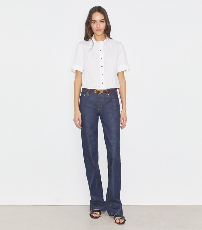 Tory Burch designer hauts Chemisette en popeline in White front