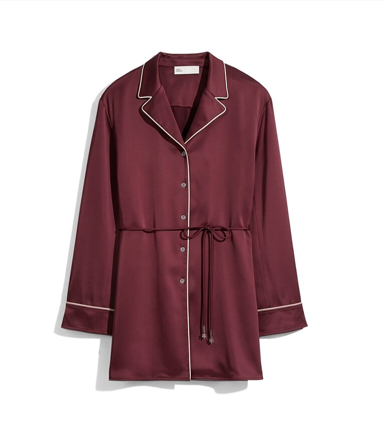 Tory Burch designer hauts Chemisier en satin de soie dans Mahogany supplémentaire