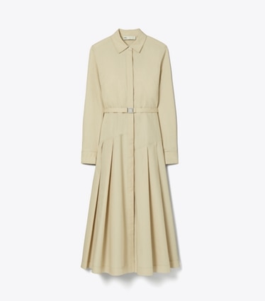 Tory Burch designer abiti Chemisier in cotone a pieghe in TORTORA front