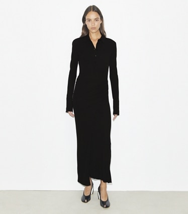 Tory Burch designer abiti Chemisier in jersey in Black parte anteriore su modella