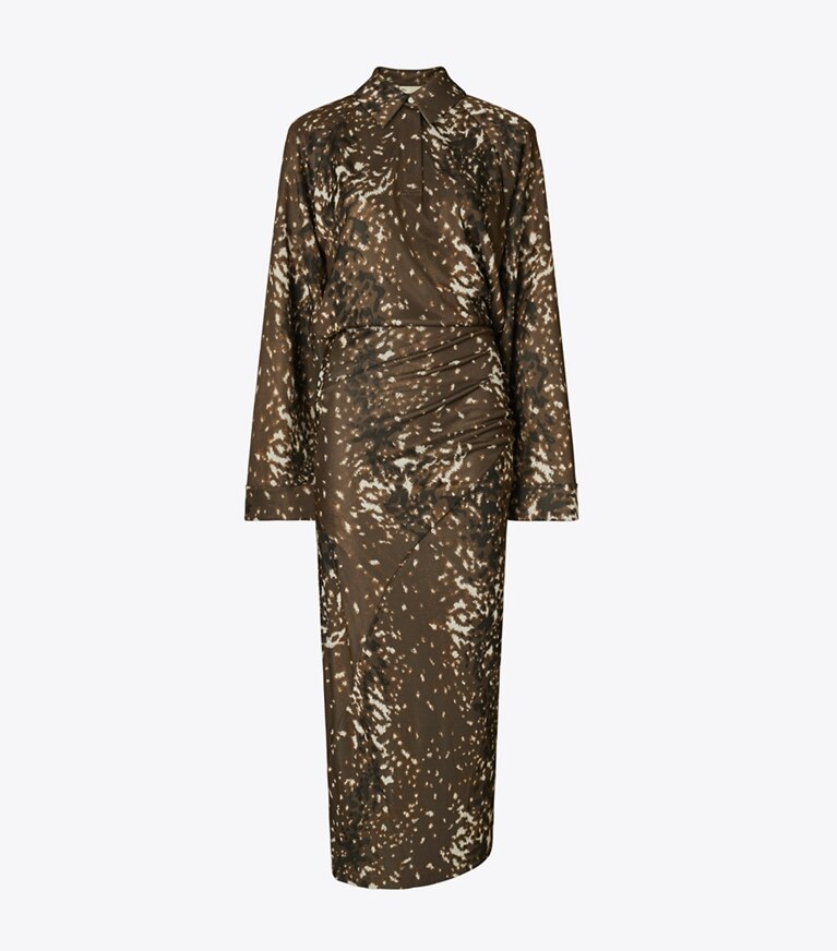 Tory Burch designer abiti Chemisier in viscosa in Chocolate Brown Fawn front