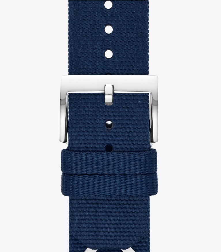 Tory Burch designer watches tory track smart watches Chevron Band for Apple Watch®, Grosgrain, 38 – 40 MM in NAVY front
