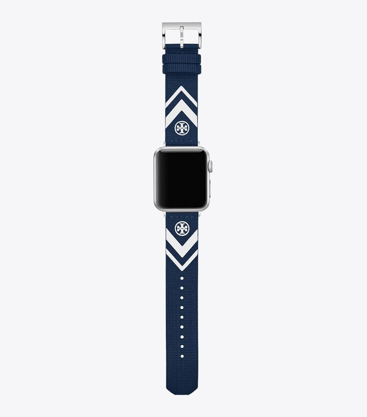 Tory Burch designer watches tory track smart watches Chevron Band for Apple Watch®, Grosgrain, 38 – 40 MM in NAVY front