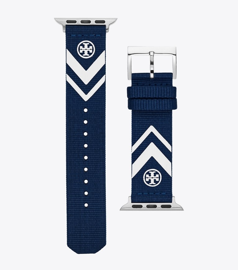 Tory Burch designer watches tory track smart watches Chevron Band for Apple Watch®, Grosgrain, 38 – 40 MM in NAVY front