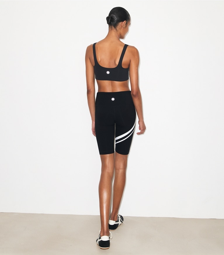 Tory Burch designer bottoms Chevron Bike Short in BLACK on model back