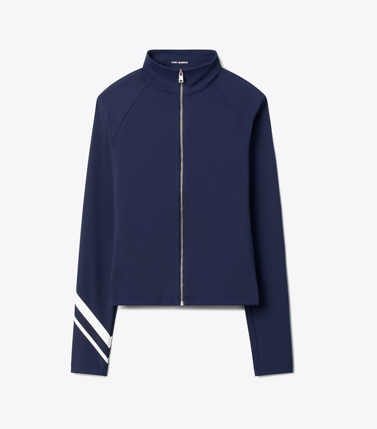 Tory Burch designer tops Chevron Full-Zip Jacket in TORY NAVY front