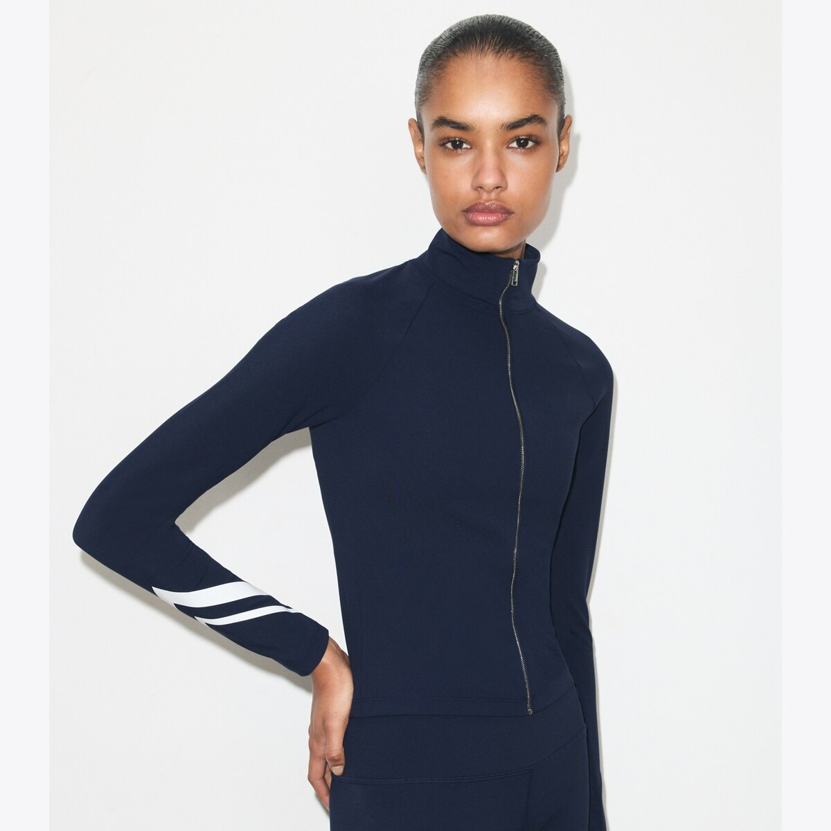Chevron Full-Zip Jacket: Women's Designer Tops | Tory Burch CA