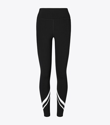 Tory Burch designer unterteile Chevron-Leggings mit Seitentasche in BLACK front