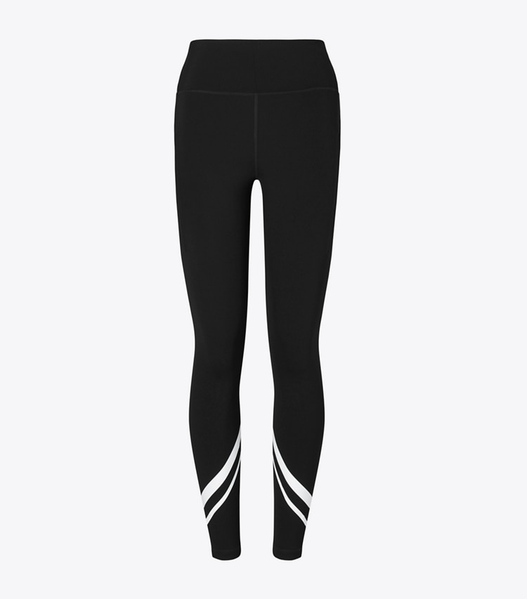 Tory Burch designer bottoms Chevron Side Pocket Legging in BLACK front