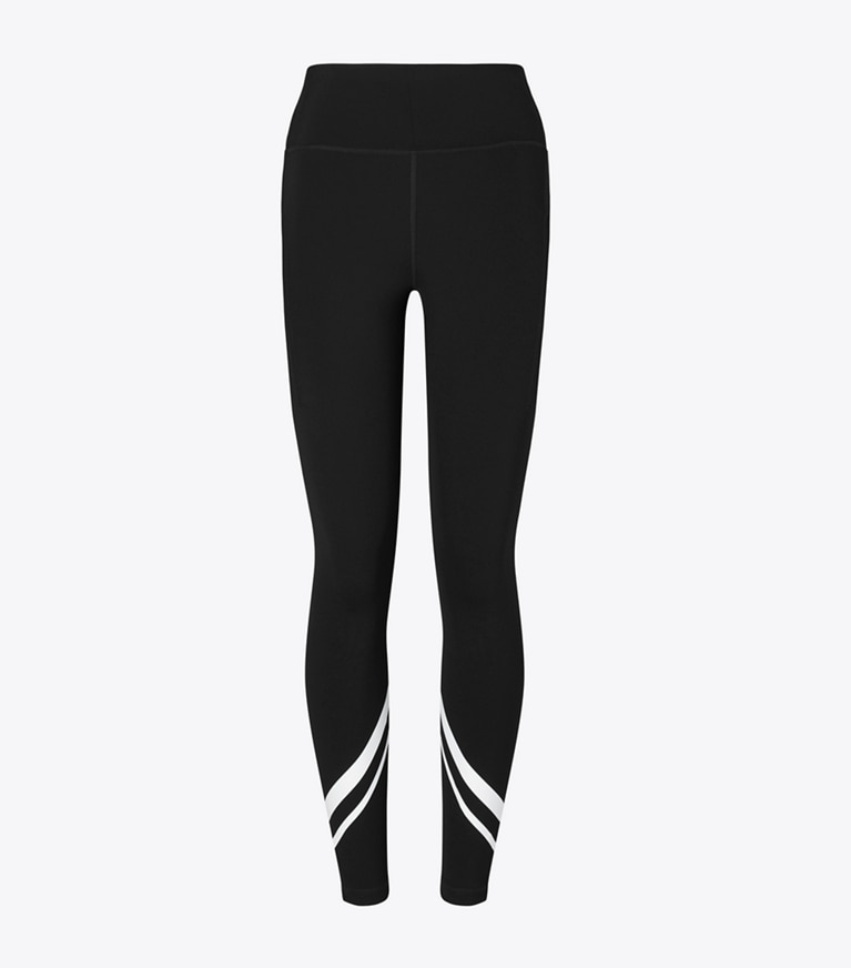 Tory Burch designer bottoms Chevron Side Pocket Legging in BLACK front