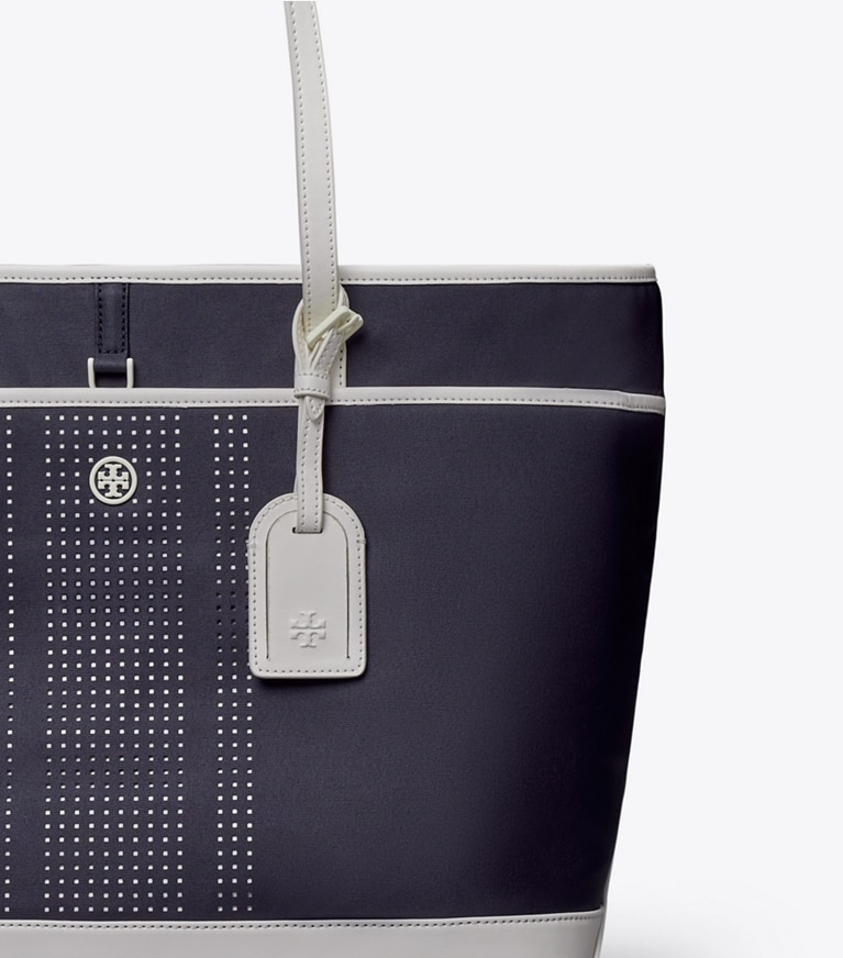 Tory Sport designer tote bags Chevron Tennis Tote in Tory Navy angle