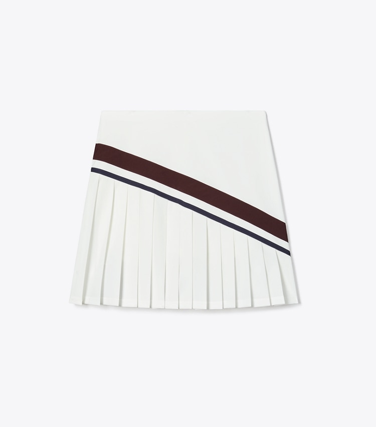 Tory Sport designer unterteile Chevron-Tennisrock mit Falten in Snow White / Winetasting front