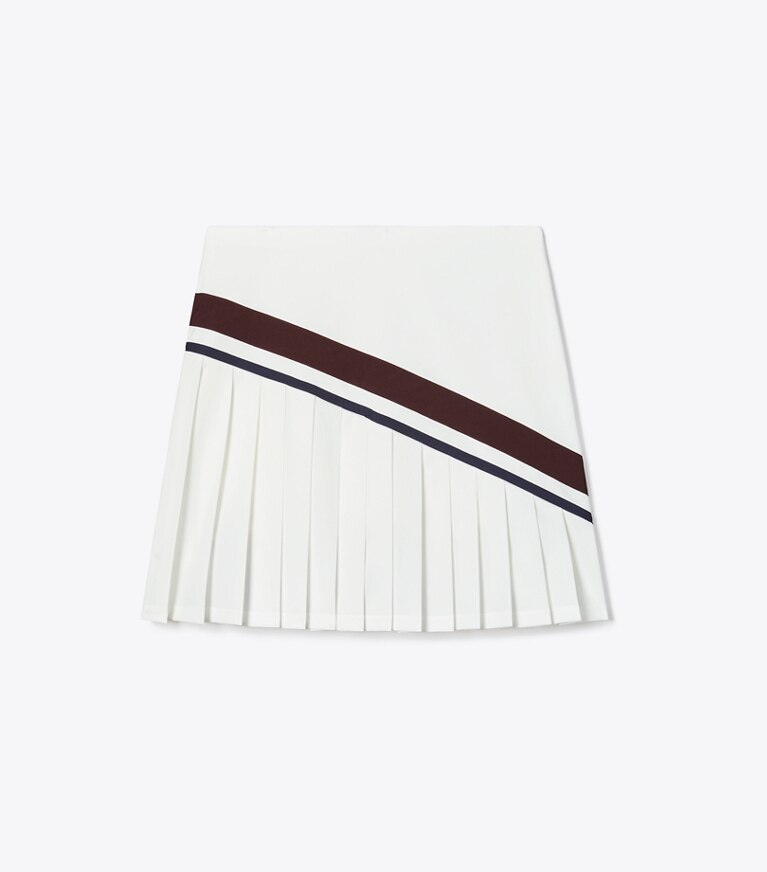 Tory Sport designer unterteile Chevron-Tennisrock mit Falten in Snow White / Winetasting front