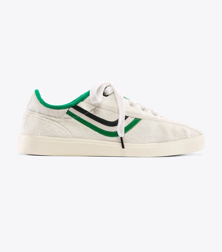 Tory Sport designer sneakers Chevron Terry Sneakers in Snow White/Vineyard angle