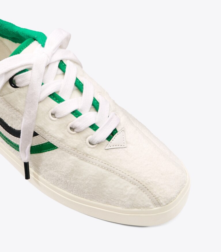 Tory Sport designer sneakers Chevron Terry Sneakers in Snow White/Vineyard angle