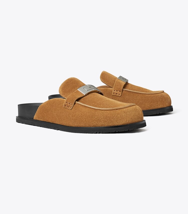 Tory Burch diseñador zapatos planos Chinela LeeLee en TOFFEE ángulo