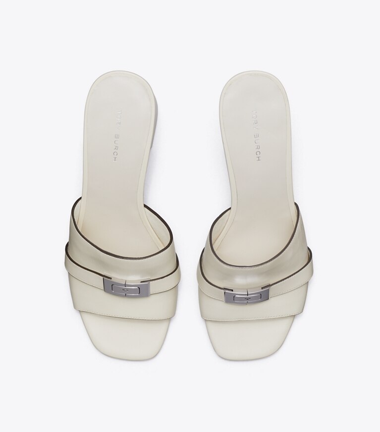 Tory Burch diseñador sandalias Chinela LeeLee de tacón en Light Cream vista superior