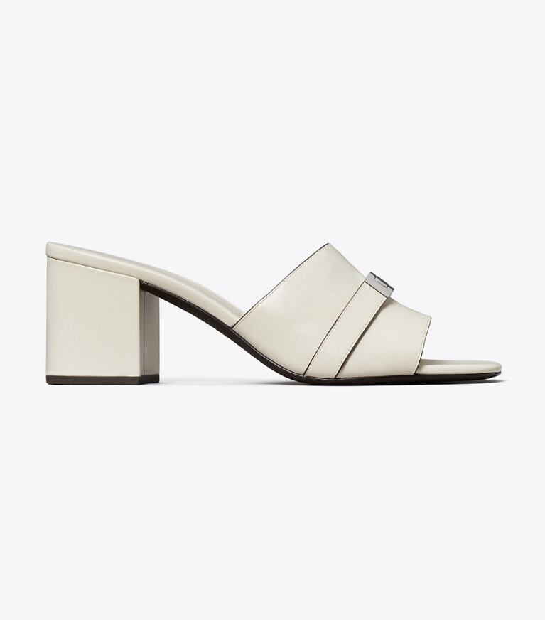 Tory Burch diseñador sandalias Chinela LeeLee de tacón en Light Cream lateral
