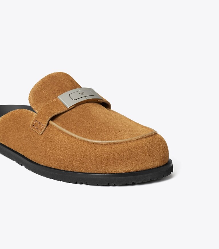 Tory Burch diseñador zapatos planos Chinela LeeLee en TOFFEE detalle