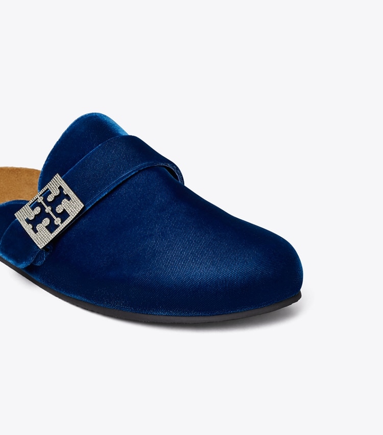 Tory Burch diseñador zapatos planos Chinela Mellow con pavé en OCEAN / SILVER detalle