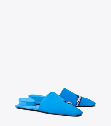 Tory Burch diseñador zapatos planos Chinela Pierced en DEEP BLUE ángulo