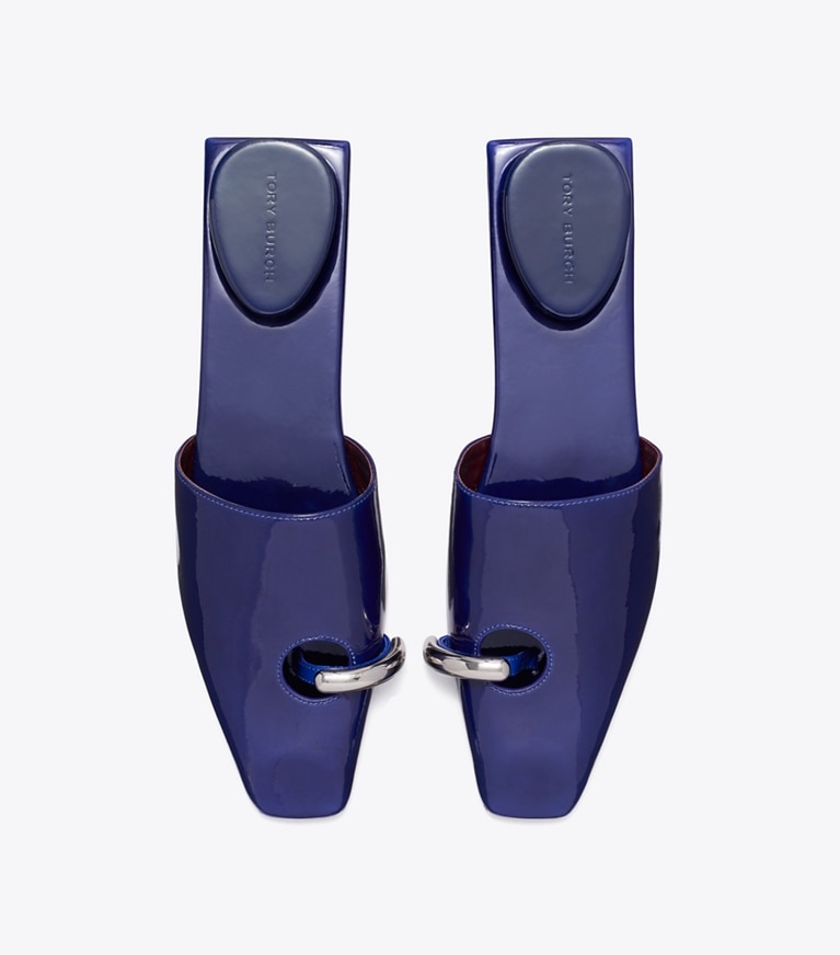 Tory Burch diseñador zapatos planos Chinela Pierced en BALLPOINT BLUE vista superior