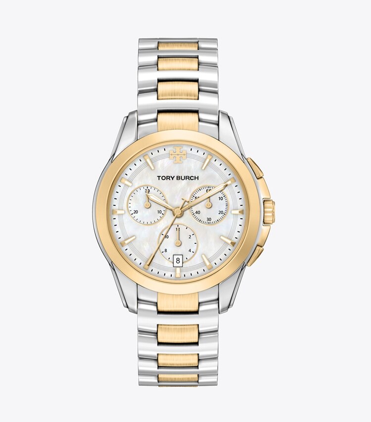 Tory Burch designer montres bracelet Chronographe Miller dans MOP/TWO-TONE de face