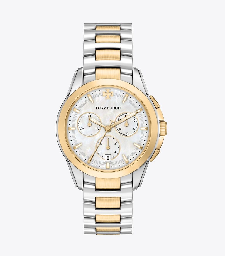 Tory Burch designer montres bracelet Chronographe Miller dans MOP/TWO-TONE de face