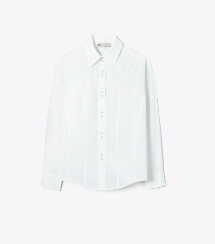 Cinched Cotton Poplin Shirt: Women's Designer Tops | Tory Burch